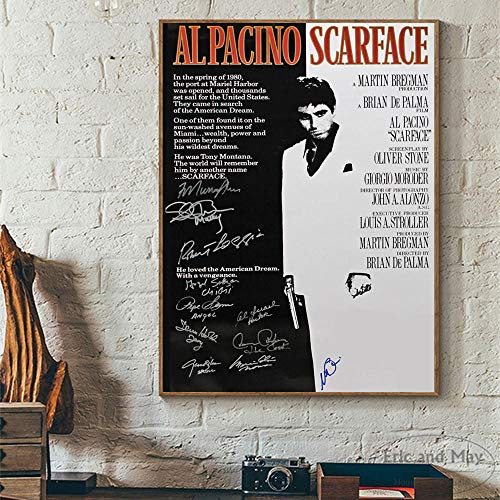 Ling88 Bilder,Poster,Kunstdrucke,Unterschrift Film Scarface Painting Poster Print, Dekorative Wandbilder, Für Wohnzimmer, Filmplakate Für Theaterraum, Plakate Für Männer Vintage,Wanddeko_40X60Cm