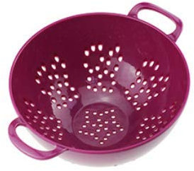 Mini scolapasta per alimenti resistente da 15,6 cm con doppi manici per cucina, frutta, verdura, senza BPA (bordeaux)