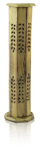 Hölzerne Räucherstäbchen & Kegelbrenner Halter Turm Große Bio Eco Friendly Ash Catcher Agarbatti Halter Rustikale Art Hand Geschnitzt für Meditation Yoga Aromatherapie Home Duft Produkte