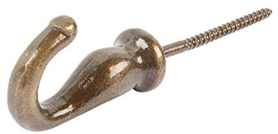 Hammer and Tongs Brass 20mm x 35mm Screw Hook - Cast Iron Vintage Antique Wall Mounted Hanger