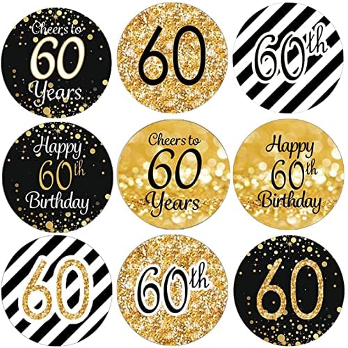 216Pcs 60.Geburtstag Aufkleber Geburtstag Sticker Jahrestag Etiketten Runder Aufkleber für Geschenk-Verpackung Gastgeschenk Hochzeit Mitgebsel Feier Party Dekoration