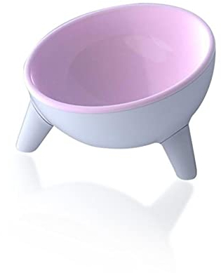 Raised Cat Bowls with Stand, Tilted 15° for Kittens, Pink