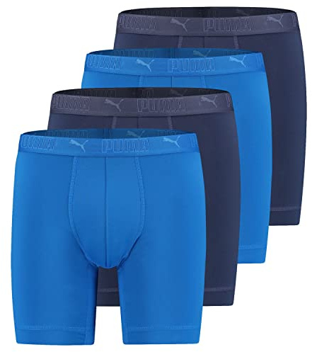 PUMA Herren Sport Long Boxershorts | 4er Pack | 701210969 | Navy/Blau, XL