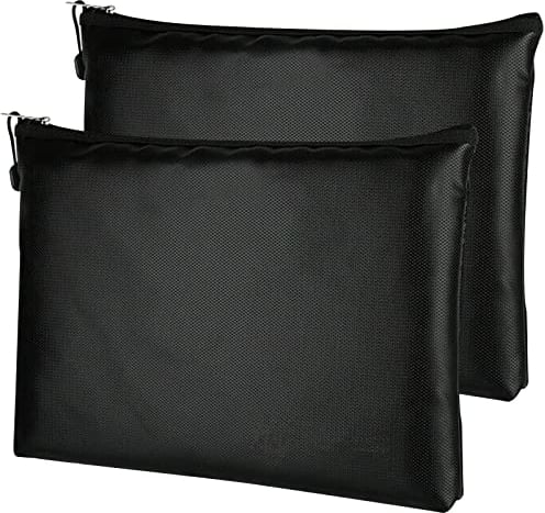 DBREAKS 2 Piezas Bolsa de Documento Impermeable a prueba, Bolsa de Documento Ignífuga y Impermeable, Negro Bolsa Ignifuga Dinero, bolsa de almacenamiento de seguridad ignífuga(29 x 20 cm)