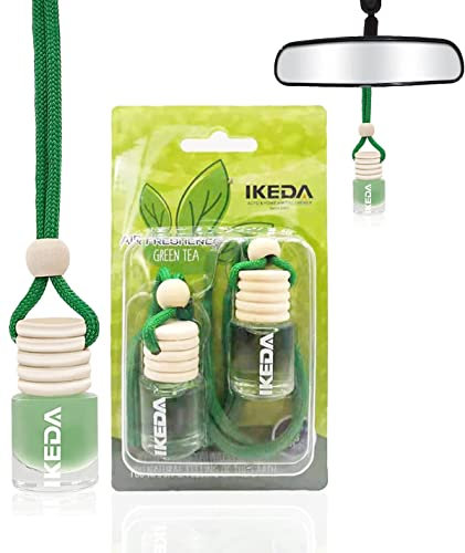 Ikeda scents Car Air Fresheners | Green Tea Scent Automotive Hanging Pendant Auto Perfume Diffuser Real Oil Strong and Long Last Fragrance Fresh Smell Cover Odours Accessories , 2.0 count,Pack of 2