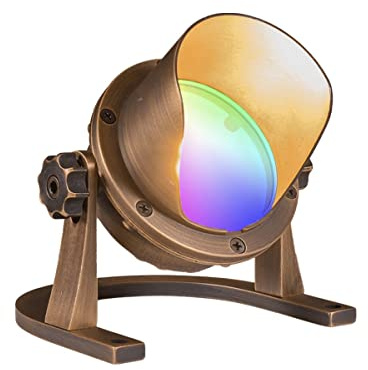 VOLT 12V IP68 Cold Forged Brass (Bronze) RGBW Color Changing LED Underwater Light with Shielded Top & Remote Control for Low Voltage Outdoor Lighting