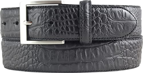 BELTINGER Gürtel mit Krokoprägung 4 cm | Leder-Gürtel für Herren 40mm Kroko-Optik | Herren-Gürtel mit Kroko-Muster 4cm | Schwarz 90cm
