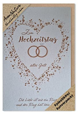 Hochzeitstag Hochzeit Karte Avan Nature Nachhaltig schöne Grußkarte Ringe im Herz 16x11cm