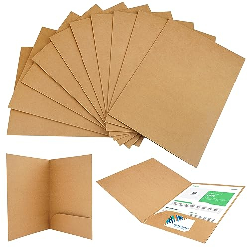 Jinsion Dokumentenmappen aus Kraftpapier, A4, Braun, 22 x 31 cm, A4-Größe, transparente Tasche, biologisch abbaubar, recycelbar, 12 Stück