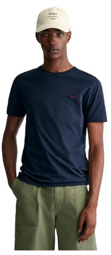 Gant Herren Contrast Logo SS T-Shirt, Evening Blue, Large