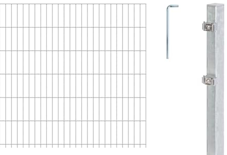 Alberts 641122 Doppelstabmattenzaun als 12 tlg. Zaun-Komplettset | verschiedene Längen und Höhen | feuerverzinkt | Höhe 123 cm | Länge 10 m