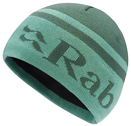 Rab Leichte recycelte Strickmütze mit Logo-Band, für Skifahren und den täglichen Gebrauch, Grüner Schiefer/Gletscherblau, One size
