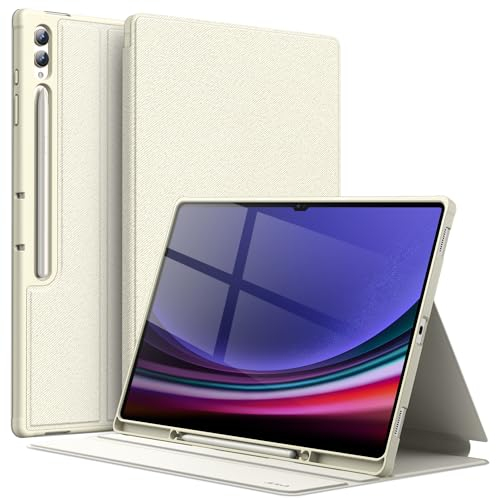 JETech Hülle für Samsung Galaxy Tab S10 Ultra/Tab S9 Ultra 14.6 Zoll mit S Pen Halter, Schlank Folio Ständer Tablet Schutzhülle, Multi-Winkel Ansehen (Beige)