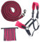 PFIFF 103103 Halfter-Set „Sunny“, 3-teiliges Set aus Halfter, Strick und Fliegenfransen, individuell anpassbar, Grau-Rosa, Full