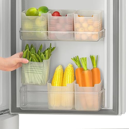 Poeland Caja organizadora para nevera, contenedores de almacenamiento para puerta lateral de nevera, plástico translúcido, paquete de 6