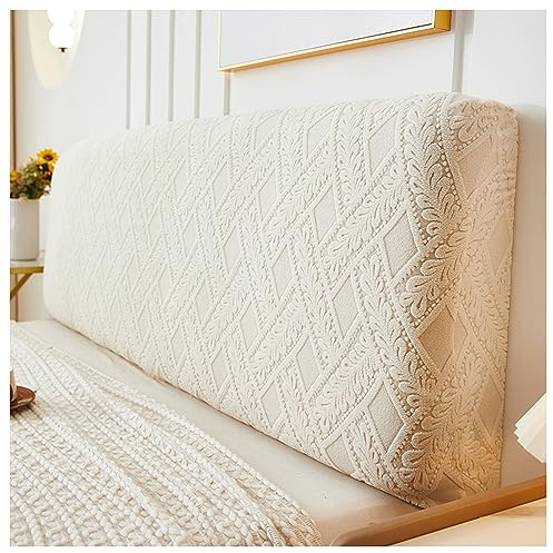 GOFOHIMI Bett-Kopfteil-Schonbezug-Sets, Kopfteilbezüge für Doppelbett/kleines Doppelbett, staubdichter All-Inclusive-Kopfteilbezug aus elastischem Polyester-Jacquard,Beige,180cm