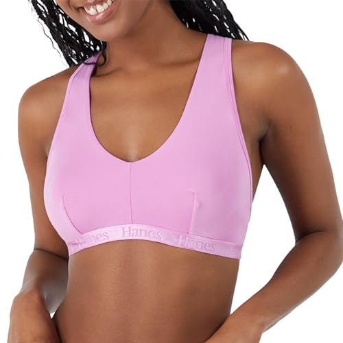 Hanes Originals Brassière Dos Nageur Ultra Douce en Viscose de Bambou Soutien-Gorge, Opaque, Rose Bonbon Fraise, M Femme