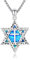 ABIGY Davidstern Halskette Davidstern Kette mit Kreuz 925 Sterling Silber Opal Anhänger Jüdischen Hexagramm Amulett Schmuck Geschenke für Damen Männer