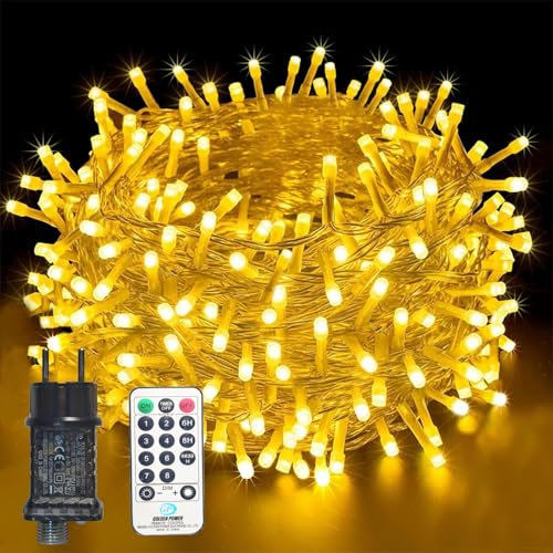 EASTERNSTAR Catena Luminosa con Telecomando, 50M 500 LED Luci di Natale, 8 Modalità Impermeabile Stringa Luci, Decorazione per Esterno e Interno Giardino Matrimonio Festa Natale,Bianca Calda