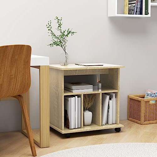 CIADAZ Rollschrank Sonoma-Eiche 60x45x60 cm Holzwerkstoff, Rollcontainer, Sideboard, Aktenschrank, Büro Schrank, File Cabinet, Druckertisch - 808479