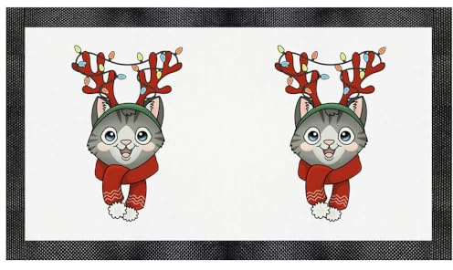 Azeeda 'Christmas Cat' Pet Feeding Mat (PM00009696) | Placemat for Dog / Cat Food and Water Bowls, Kitchens and Floors