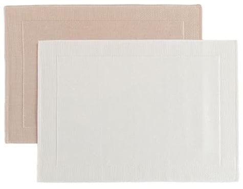 Chakra 2er Pack Badematte 100% Baumwolle 50x70 cm, Ultra Saugfähig Badezimmerteppich Set, Weich & Langlebig Badteppich, Maschinenwaschbar Badzimmermatte, Badvorleger Set 2 Teilig, Ecru/Beige