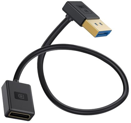 PIIHUSW Right Angle Displayport 1.4 Extension Cable, 90 Degree DP Male to Female Cable (8K/60Hz, 4k/144Hz), Short Display Port 32.4Gbps for Gaming Monitor, TV, PC, Laptop (Up)