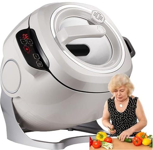 Dfdieratve Automatic Cooking Machine, 360° Auto Stir Fry, 6L Capacity, Silver