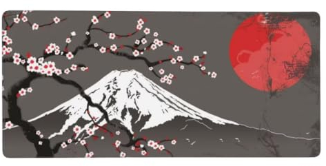 XXL Gaming Mauspad grau 27.6x11.8in, verlängertes Mousepad, mit Motiv Schreibtischunterlage Berg Fuji, Erweiterter Schreibtisch Schutz, Verbessert Präzision und Geschwindigkeit Gaming Mauspads N1-232