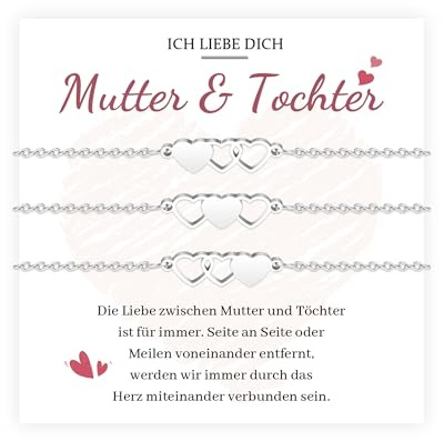 MANVEN 2/3pcs Mutter Tochter Freundschaft Geschenk Geburtstag Mädchen Damen | Herz Armband aus 316L Edelstahl für Beste Freundin Mädchen Damen Muttertag Weihnachten Schulanfang