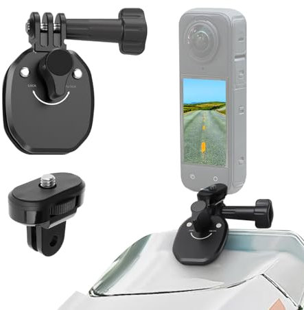 Moto Parabrezza Montaggio Morsetto Clip Compatibile per Gopro Hero 13 12 11 10 9 8 DJI Action 4 3 2 Moto Parabrezza Staffa Compatibile per Insta360 X5 X4 X3 X2 X RS Sport Azione Telecamera Alluminio