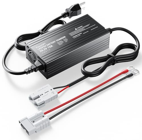 PowerGpt 24V 10A Lithium Battery Charger for 24V/25.6V LiFePO4 (LFP) Battery, 29.2V 10Amp Smart Charger for 24 Volt Automotive Trailer RV Car Boat with Lithium Iron Phosphate Deep Cycle Batteries
