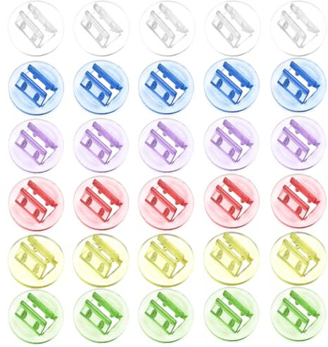 SGERUFZ 30 Stück Kartenständer Kunststoff, Spielkartenständer, Kartenhalter, Kleine Kartenclip, Brettspielzubehör, runde Spielkartenhalter für Büro Schule Kinderspiele (mehrfarbig)