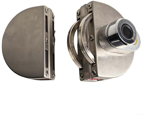 Yhenlovtt Cerradura electrónica para puerta de cristal, acero inoxidable 304, cerradura de puerta de vidrio con llaves, adecuada para el hogar, hotel, baño, escaparate (puerta doble)