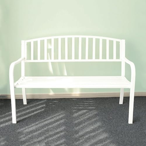 Terrassenbank für den Außenbereich, leicht, hohe Tragkraft, Zweisitzer-Sessel mit Rückenlehne und Armlehne, Außenbank für Parkgarten, Terrasse und Lounge (Farbe: A Schwarz, Größe: 50,3 x 23,