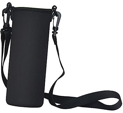 Sosoport 1 Set Portabicchieri Posteriore Bottiglia d'Acqua Idro Aria Riempibile Chiaro Pieghevole Nebbia Termico Potabile Coperchio Custodia Borraccia Sacchetto della Tazza Black 2 Pezzi