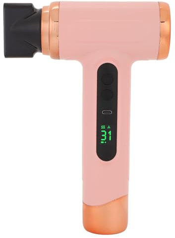 Secador de pelo inalámbrico de viaje de 200 W, secador de pelo portátil USB C recargable, con pantalla digital, 3 velocidades de viento y 3 temperaturas, motores de cepillo (rosa)