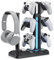 KDD Soporte Auriculares Múltiple con 9 Modos de Luz - Soporte Mando Giratorio - Soporte Cascos Gaming Universal con 6 Gancho Controlador Desmontables para Escritorio Gamer Accesorios Gaming PC