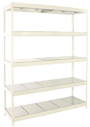 PROREGAL Schwerlastregal Metal Beast Five | HxBxT 200x180x75cm | Fachlast 600kg | Weiß Standregal Werkstattregal Lagerregal Kellerregal