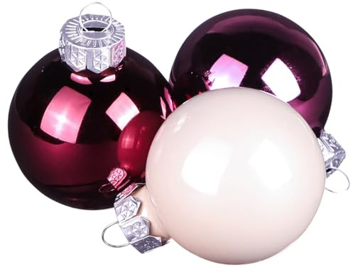 Floristik24 Weihnachtskugeln Glas Berry Rosa Beige 24er Set Ø4cm