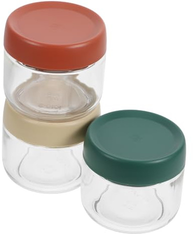 MOTHNUR 3 Stück Babybrei Glasbehälter mit Deckel Luftdichte Kleine Vorratsgläser in Farben Sichere Aufbewahrung für Babynahrung Snacks und Lebensmittel Leicht zu Öffnen und Auslaufsicher