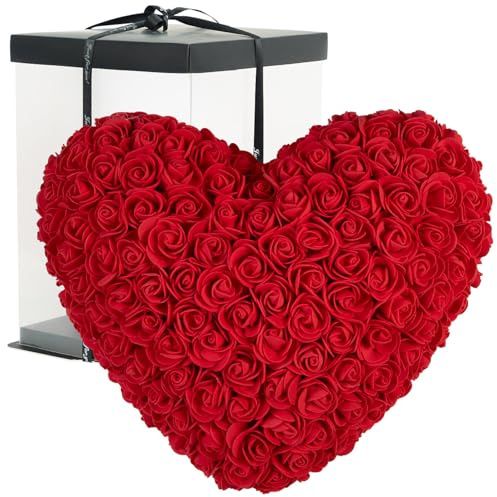 Cœur en roses artificielles 32 cm avec boîte cadeau [infactory]