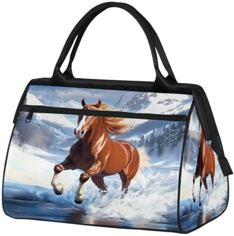 Ginfult Wasserdichte Reisetasche für den Winter, Laufen, Pferd, Sport, Reisetasche, leicht, für Fitnessstudio, Wochenender, Übernachtung, für Damen und Herren