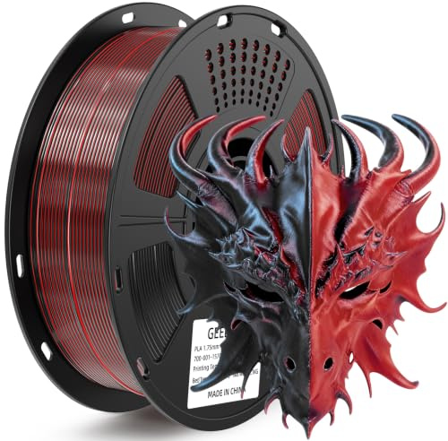 GEEETECH Silk PLA Filament 1,75mm, 3D Drucker Filament 1KG/Spule,Dual Silk Schwarz Rot