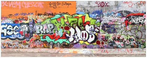 Wallario Memoboard aus Glas mit Motiv, Magnet-Tafel in 32 x 80 cm in Premium Qualität Rap-Graffiti- Wand mit verschiedenen Tags