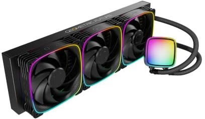 Geometric Future Eskimo Plus 36-360mm AIO CPU Liquid Cooler - 30mm-Thick Squama 3003 PWM ARGB Fans x 3-1.5 L/min High-Flow Pump - Intel® LGA 1851/1700, AMD® AM5/AM4 - Black, GEO-EPS-36B
