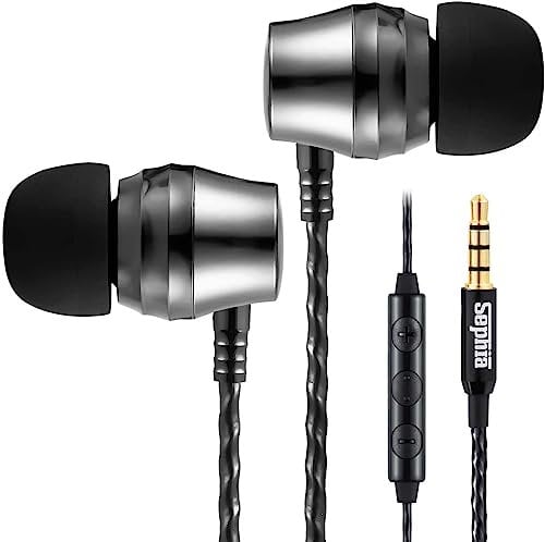 Sephia SP9090VC Earbuds In Ear Headphones Wired Earphones with Mic Microphone Volume Control Noise Isolation HD Bass 3.5 mm Jack