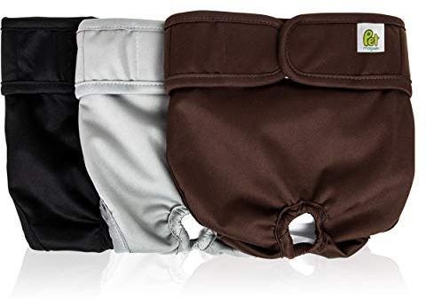 Pet Magasin Wiederverwendbare waschbare Hundewindeln (3 Stück), sehr saugfähig, mit starkem und flexiblem Verschluss, Größe M (Taillenumfang 35,6-50,8 cm)