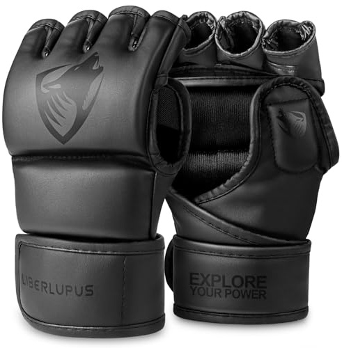 LIBERLUPUS MMA Gloves Sparring for Men– Open Palm Training Gloves for Grappling, Kickboxing, Muay Thai, Youth Self-Defense, Heavy Bag Workouts – Durable Synthetic Leather with Wrist Support