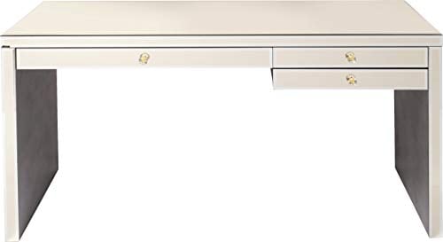Kare Design Schreibtisch Luxury Pearl Champagne, 3 Schubladen, Praktisch Homeoffice, Büro, Laptoptisch, Schminktisch, Glas klar, Massivholz, 78x 140x61 cm (H/B/T)